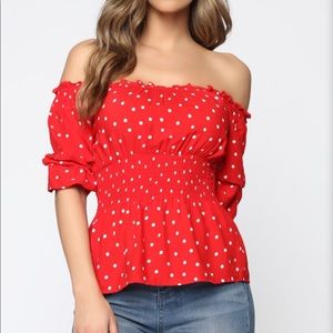 No Love Lost Polka Dot Top - Red/White